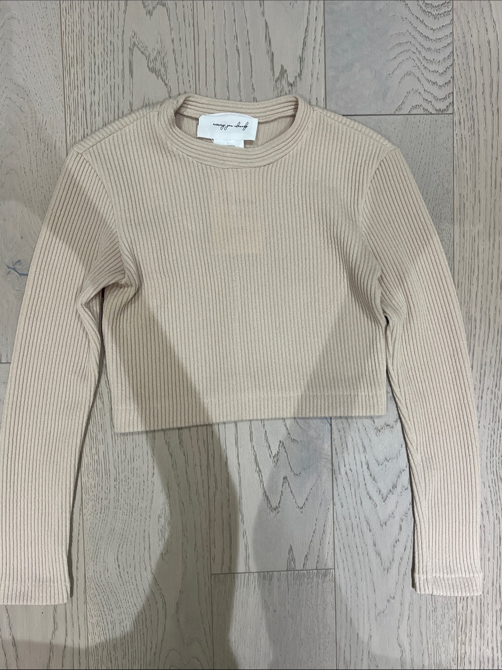 Ribbed Long Sleeve Crop Top in Cream - Everyday Essential